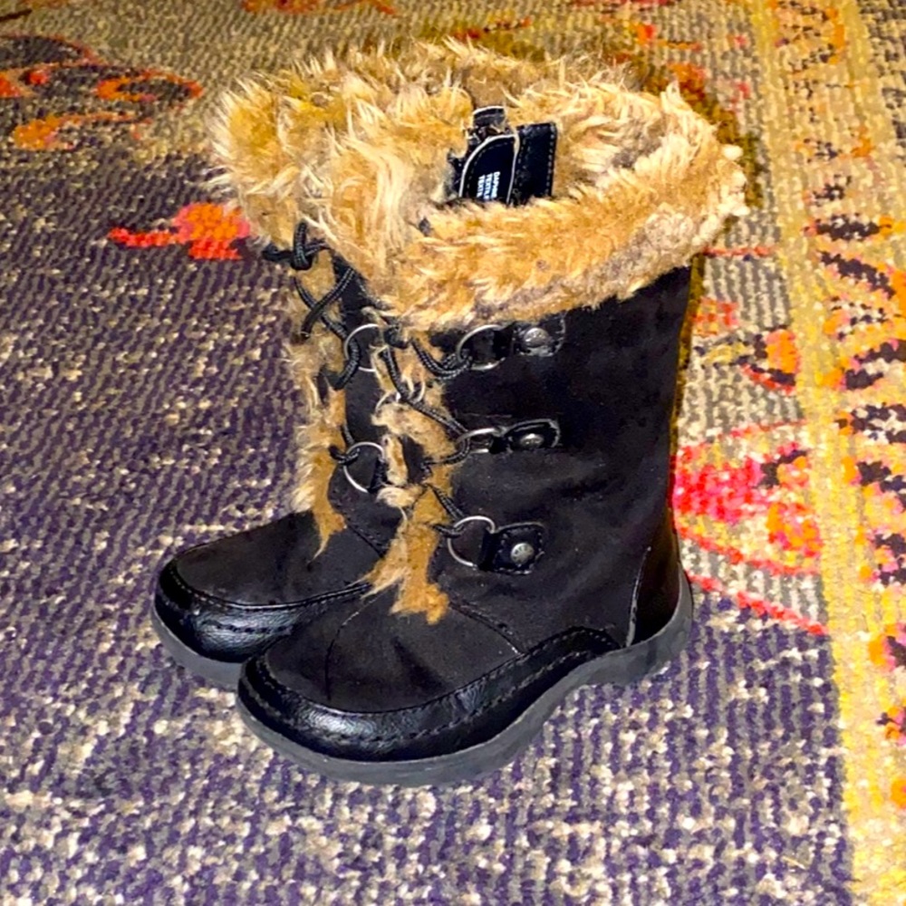 Nine West Toddler girls Furry Black Boots